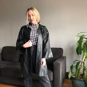 Vintage black leather cut out jacket
